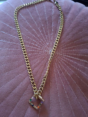 Stainless Steel Necklace with Thick Chain and Multicolor Clasp like new