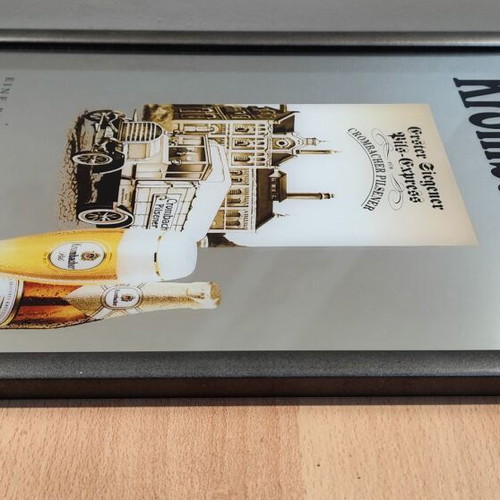 Krombacher beer promotional hanging mirror in wooden frame like new
