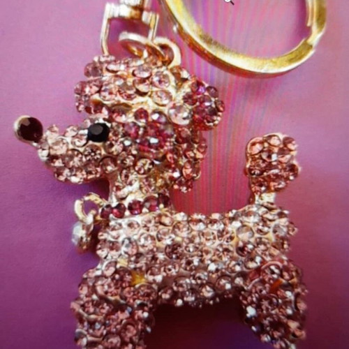 Key holder pink multicolor, new, 5x4.5 cm poodle figure