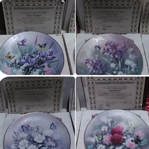 Bradex Decorative Plates 8 pcs Edwin M.Knowles "Jewels of the Flowers" new