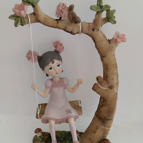 Ceramic decoration girl on swing new