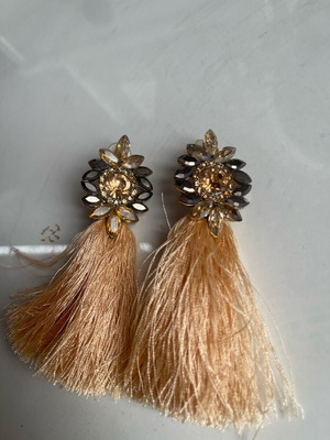 Earrings with brown tassels like new