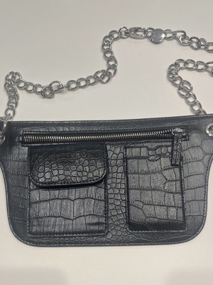 H&M black waist bag like new with silver chain