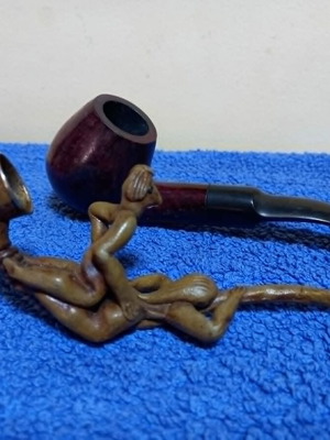 Tobacco Pipes used, handcrafted wood resin and heather wood set of two