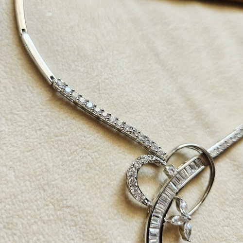 925 Silver Necklace, platinum plated, impressive design