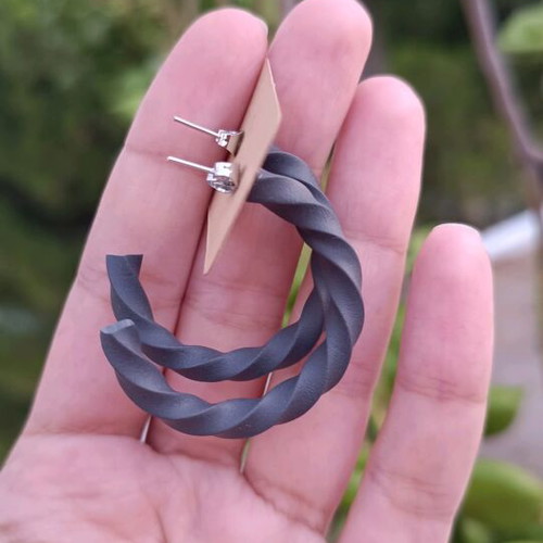 Earrings hoop new, made of polymer clay and steel