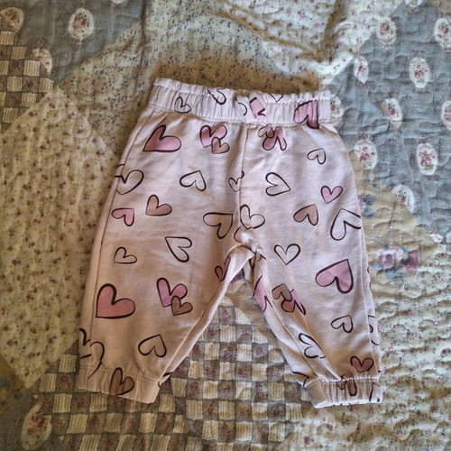 Sinsay baby beige cotton fleece pants with hearts, like new