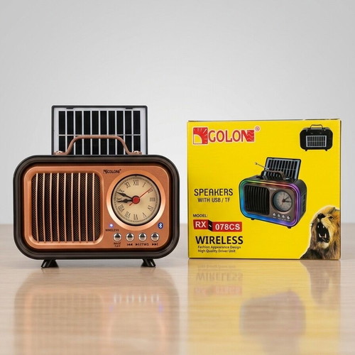 Retro Portable Speaker GOLON RX-078CS new with Bluetooth, radio and solar charging