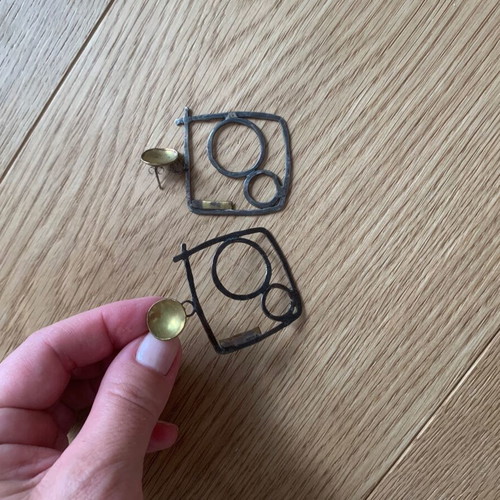 Handmade silver earrings new, black and silver
