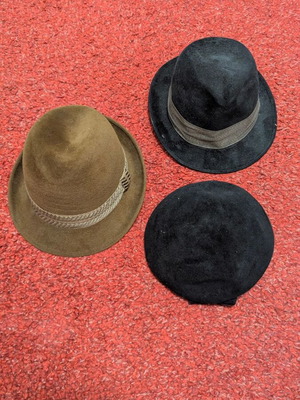 Vintage hats used, two men's and one women's