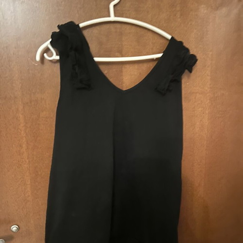 Sleeveless blouse with ruffles on shoulders, like new, black