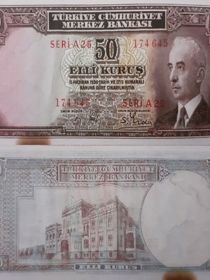 Τουρκία 50 Kurus 1941-1942 χαρτονόμισμα σαν καινούργιο, πορτρέτο Ινονού