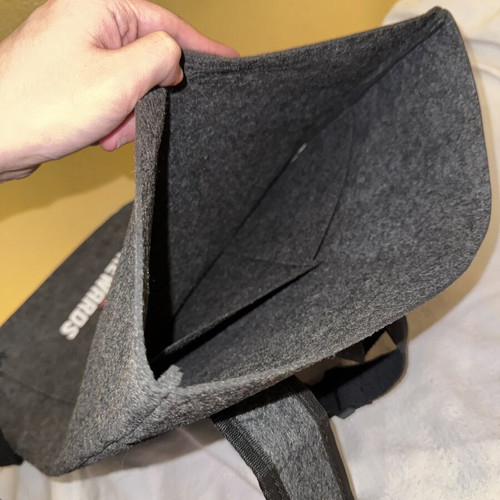 Backpack laptop bag new, gray felt-like material