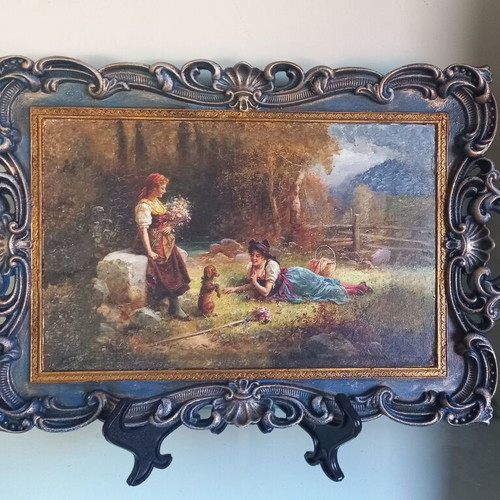 Decorative tray handmade, new, hard plastic 39×24 cm