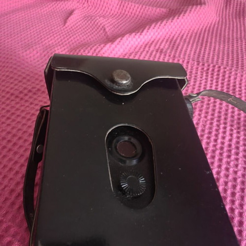 Lubitel 2 camera used with original case and Greek instructions