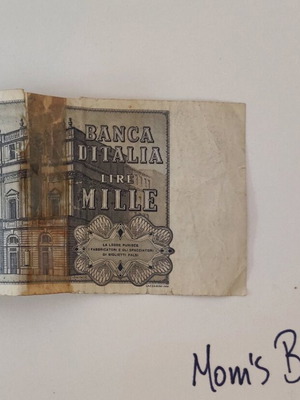 Lire mille B'anca Ditallia 1980 used Italian banknote
