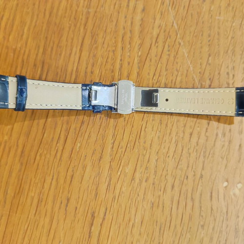 Leather watch strap 18mm blue with stainless steel buckle like new