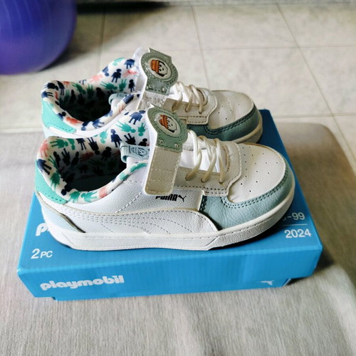 Puma Caven 2.0 Playmobil size 25 white athletic shoes like new