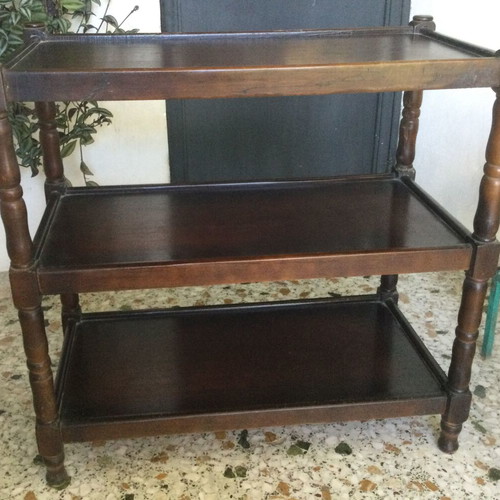 Vintage television stand used, solid walnut, 1970s