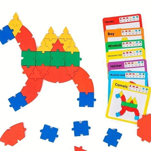 Creative wooden puzzle for kids, educational game with alphabet and numbers