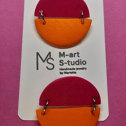 M-art S-tudio earrings new, two-tone orange