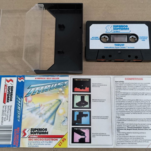 Thrust (Superior Software) BBC Micro / Electron cassette like new, complete in box
