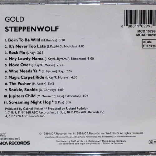 Steppenwolf Gold Their Great Hits CD used, rock