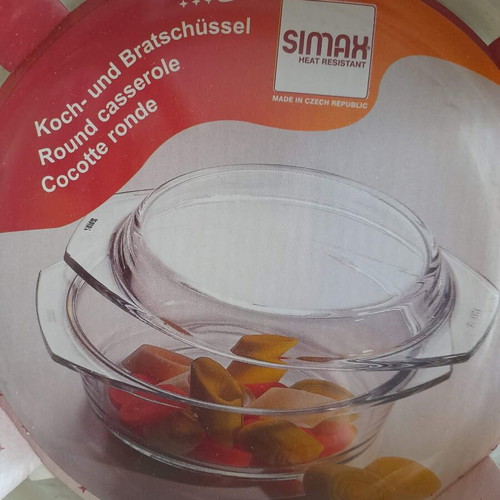 Round heat-resistant SIMAX cookware with lid 1l new
