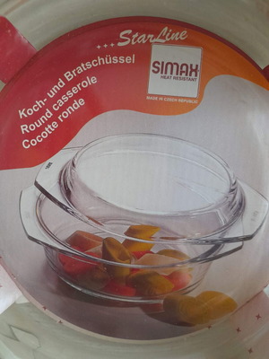 Round heat-resistant SIMAX cookware with lid 1l new