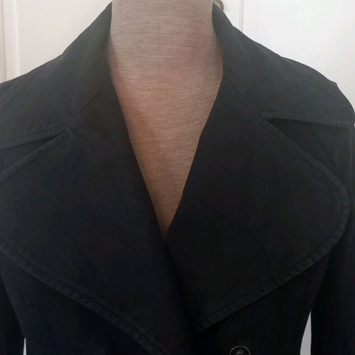 Benetton coat used black XS 98% cotton 2% elastane