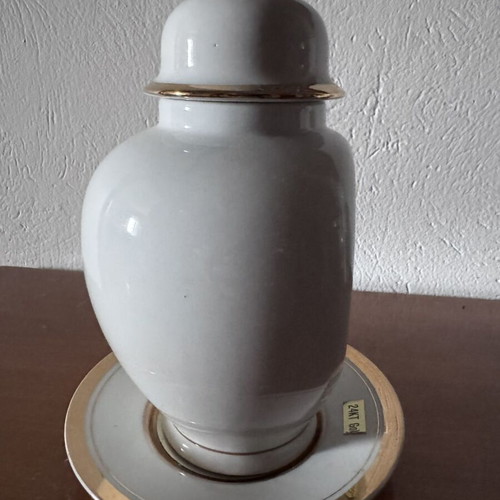 Vintage porcelain decorative vase Chokin 22 cm 24K gold edged used