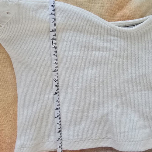 Zara white off-shoulder crop top with puffed eyelet sleeves