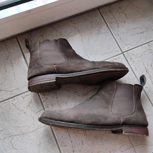 Suede boots used, size 45, genuine leather Greek made