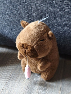 Capybara plush toy with pull carrot, like new