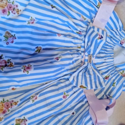 Evita dress 3 years new, white and blue with bow