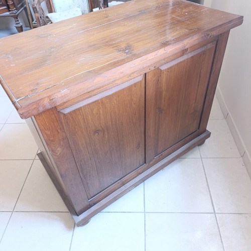 Wooden rustic buffet cabinet with glass doors, solid wood