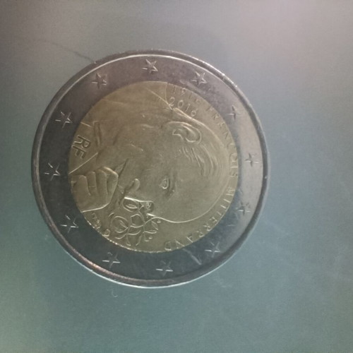 France 2 euro 2016 Mitterrand coin used, circulation