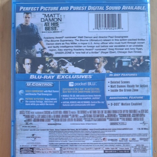 Green Zone Blu-ray and DVD set like new, action thriller