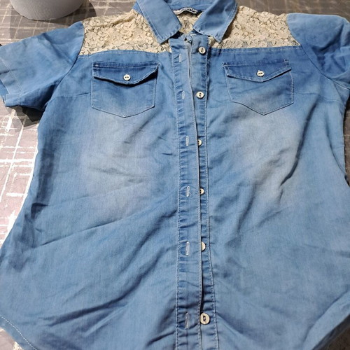 Denim shirt with lace used, size M, blue Pink Label