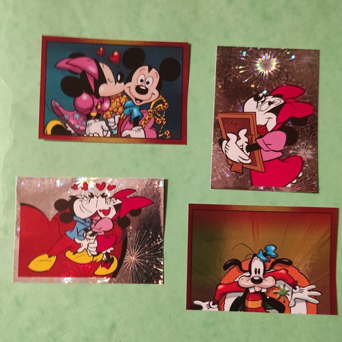 Mickey Mouse Panini stickers 2018 used, rare gold and shiny set of 21