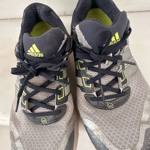 Adidas men's athletic shoes used, grey with fluorescent yellow, size 42.5