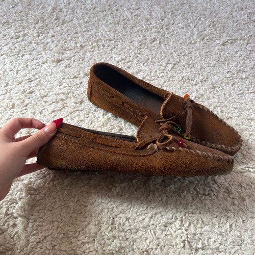 Minnetonka brown suede moccasins used, size 40