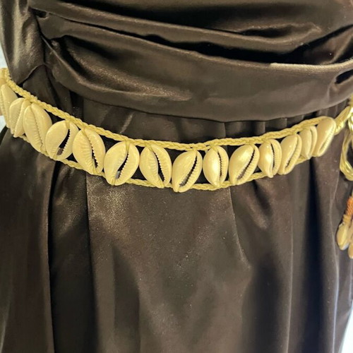 Summer belt with shells new, beige adjustable