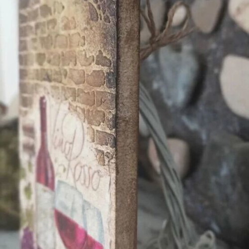 Handmade Vintage Decoupage Wooden Cutting Board Wall Decor "Vino Rosso"