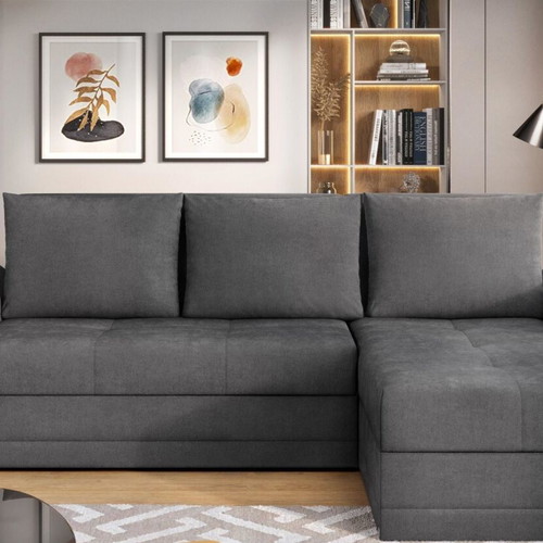 Corner sofa bed with storage compartments