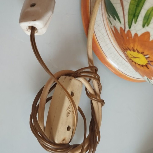 Vintage ceramic table lamp used, handmade Mediterranean style