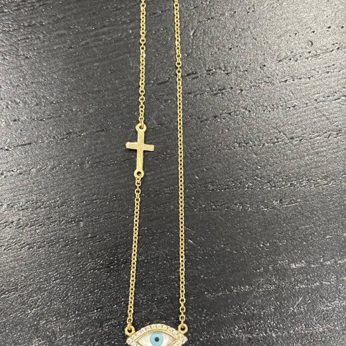 Gold necklace with eye and cross 375 9 carat like new