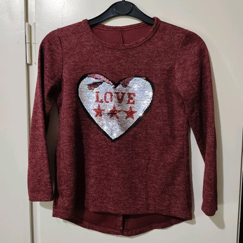 Girls' burgundy blouse with reversible magic sequins like new