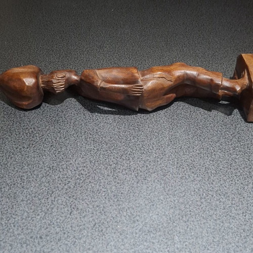 African wooden carved statue, handmade, 43cm