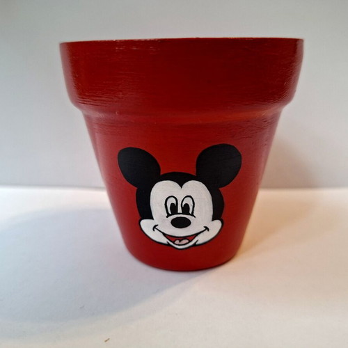 Hand-painted terracotta flowerpot with glossy finish